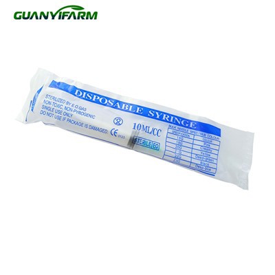 10 ml vienreizējās lietošanas plastmasas veterinārā šļirce